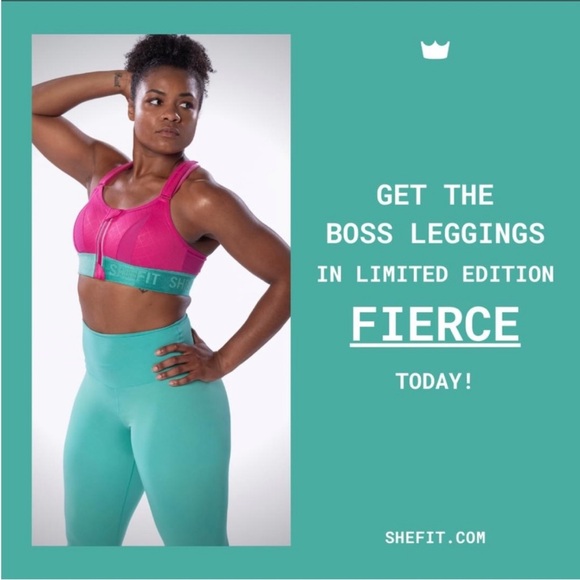 SheFit Boss Legging in Fierce Limited Edition Turquoise Green Gym High Rise - Picture 2 of 12